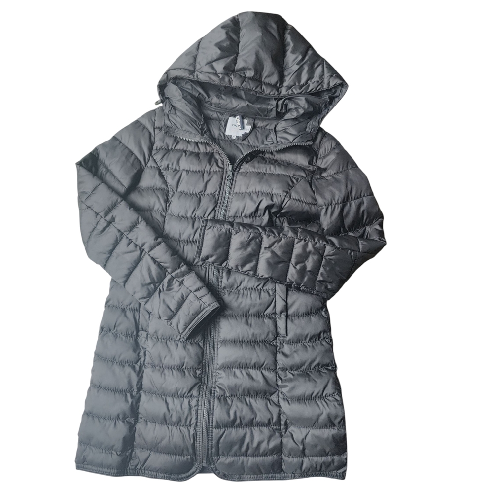 Only XS Tahoe Shimmer Coat Dark Grey Gunmetal Puffer long Vest Coat A15‎